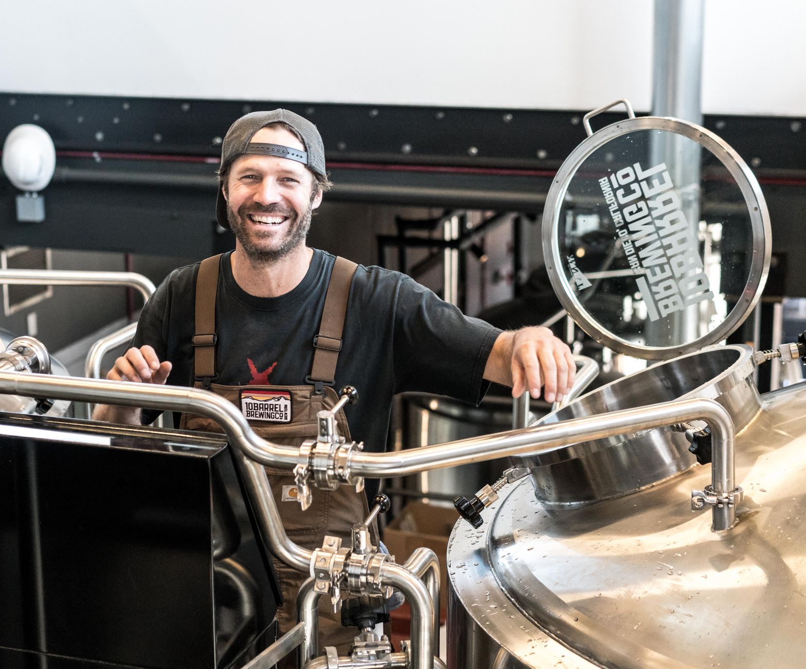 An Ironpost brewer at work in the brewhouse